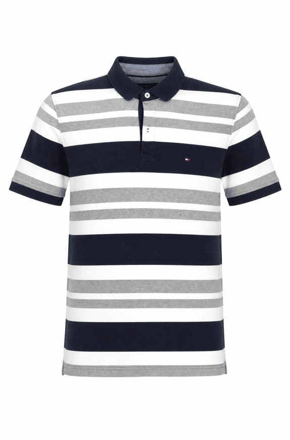 TOMMY HILFIGER POLO SHIRT ΡΙΓΕ NAVY ΓΚΡΙ ΛΕΥΚΟ ΑΝΤΡΙΚΟ PRE OWNED L