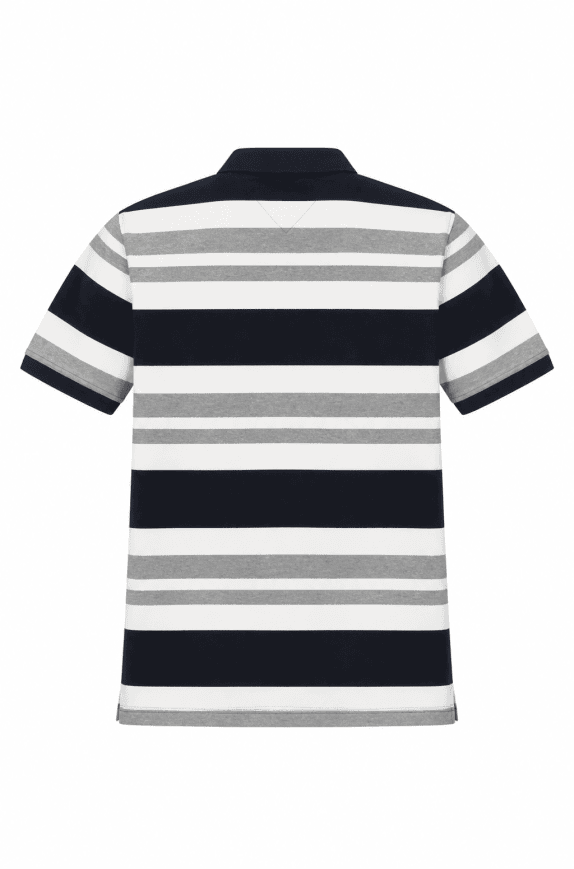 TOMMY HILFIGER POLO SHIRT ΡΙΓΕ NAVY ΓΚΡΙ ΛΕΥΚΟ ΑΝΤΡΙΚΟ PRE OWNED L