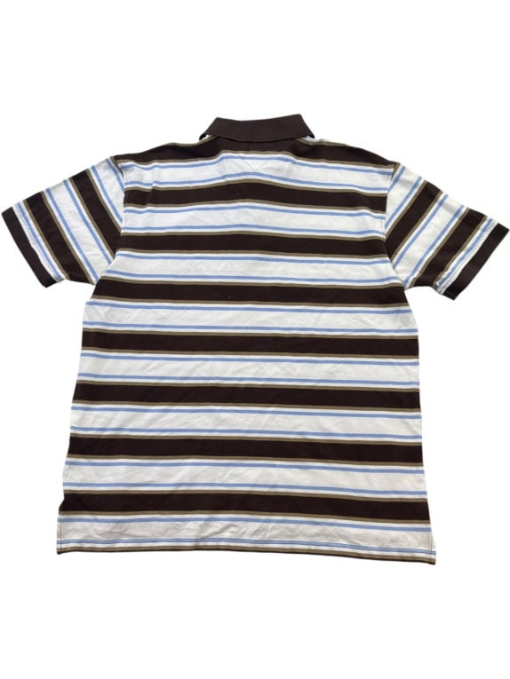 TOMMY HILFIGER POLO SHIRT RUGBY STRIPED BROWN AND WHITE ΑΝΤΡΙΚΟ PRE OWNED XL