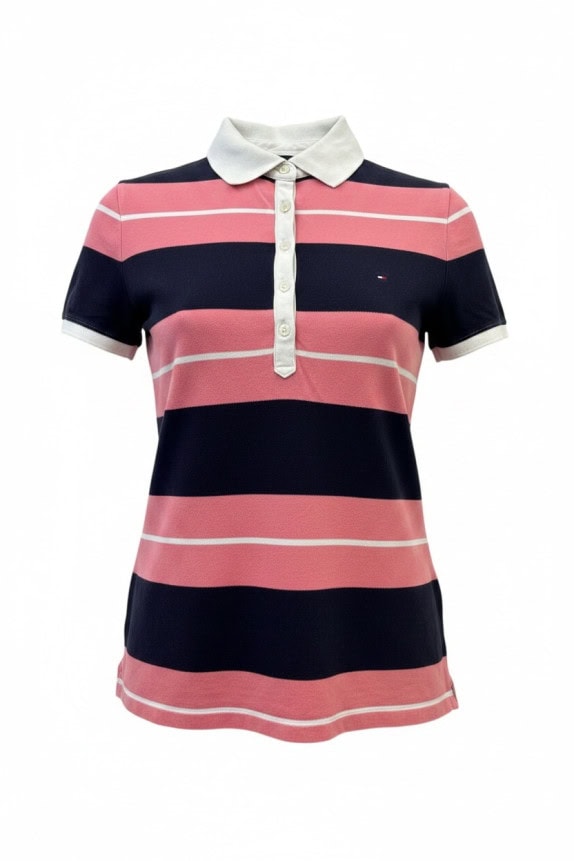 TOMMY HILFIGER POLO SHIRT STRIPED ΡΟΖ ΓΥΝΑΙΚΕΙΟ PRE OWNED