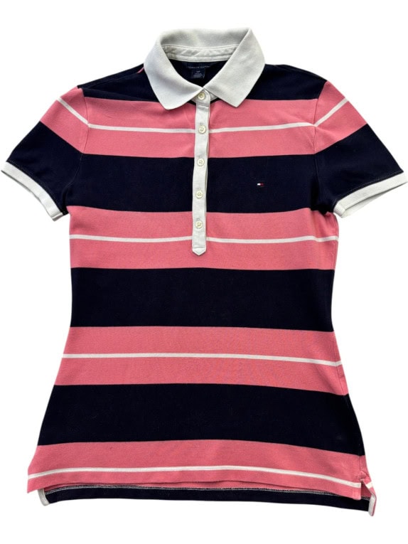 TOMMY HILFIGER POLO SHIRT STRIPED ΡΟΖ ΓΥΝΑΙΚΕΙΟ PRE OWNED