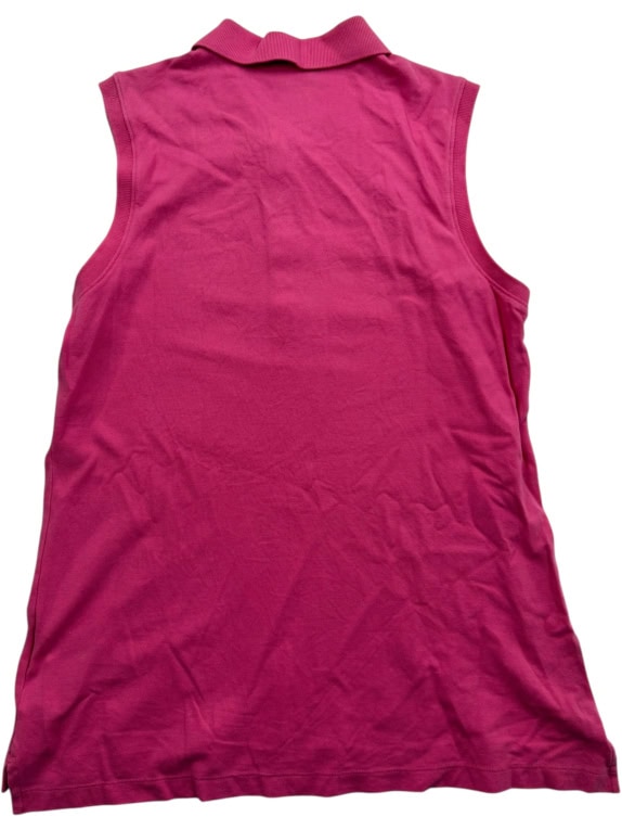 TOMMY HILFIGER Top polo smanicato con logo classico rosa da donna L