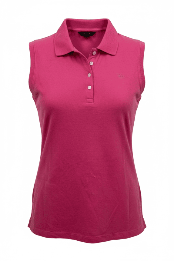 TOMMY HILFIGER Sleeveless Polo Top Classic Logo Pink Women’s L