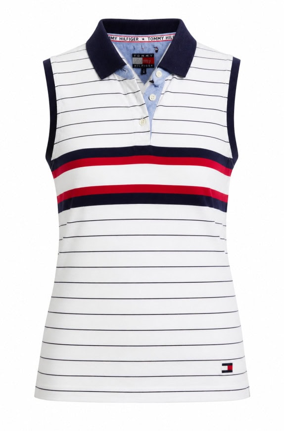 TOMMY HILFIGER POLO TOP STRIPED NAVY ΛΕΥΚΟ ΓΥΝΑΙΚΕΙΟ PRE OWNED M