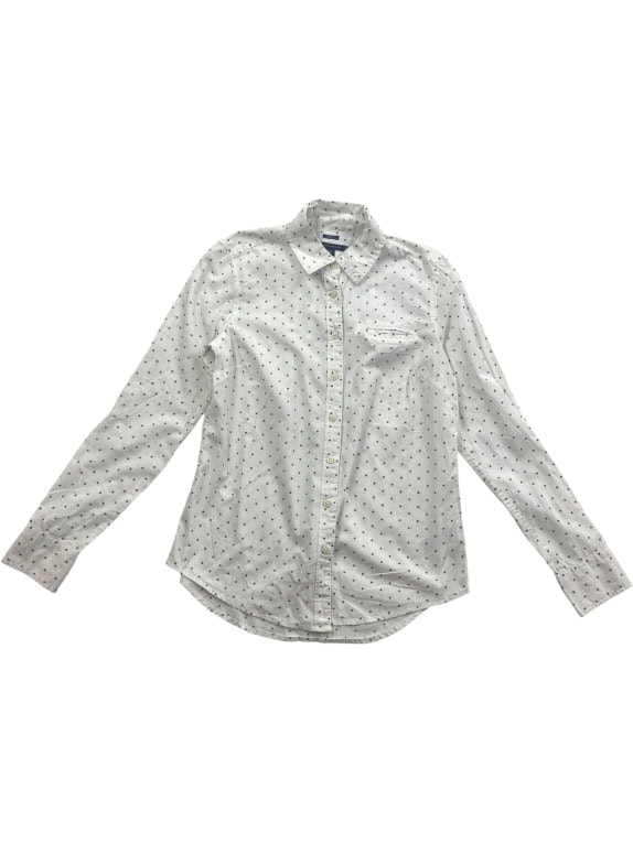 TOMMY HILFIGER Camicia a stelline relaxed fit con logo bianca da donna XS