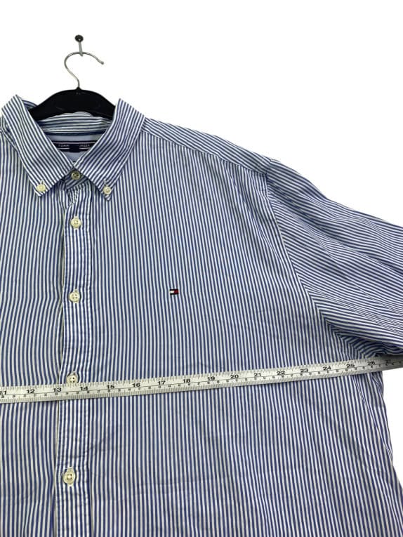 TOMMY HILFIGER ΠΟΥΚΑΜΙΣΟ BUTTON DOWN CLASSIC ΜΠΛΕ ΛΕΥΚΟ ΑΝΤΡΙΚΟ PRE OWNED XL