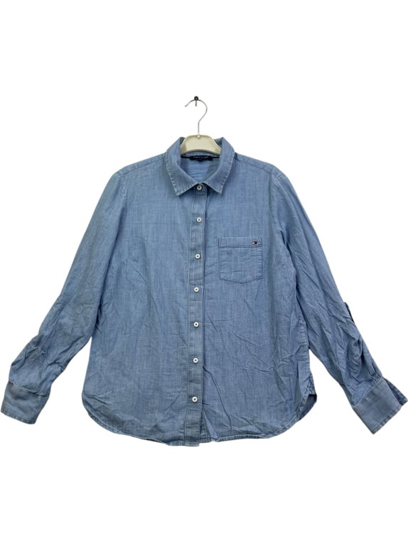 TOMMY HILFIGER CASUAL SHIRT LOGO BLUE UNISEX S pre-owned