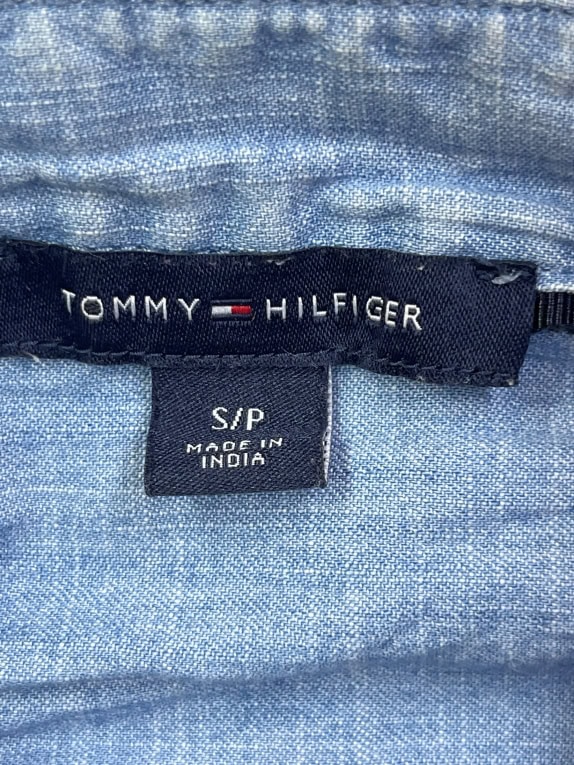 TOMMY HILFIGER CASUAL SHIRT LOGO BLUE UNISEX S pre-owned