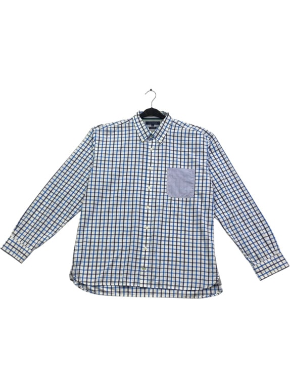 TOMMY HILFIGER Πουκάμισο Custom Fit Καρό Μπλε-Λευκό Ανδρικό XXL