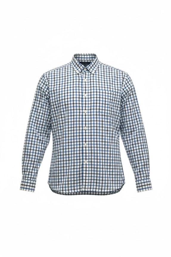 TOMMY HILFIGER Πουκάμισο Custom Fit Καρό Μπλε-Λευκό Ανδρικό XXL