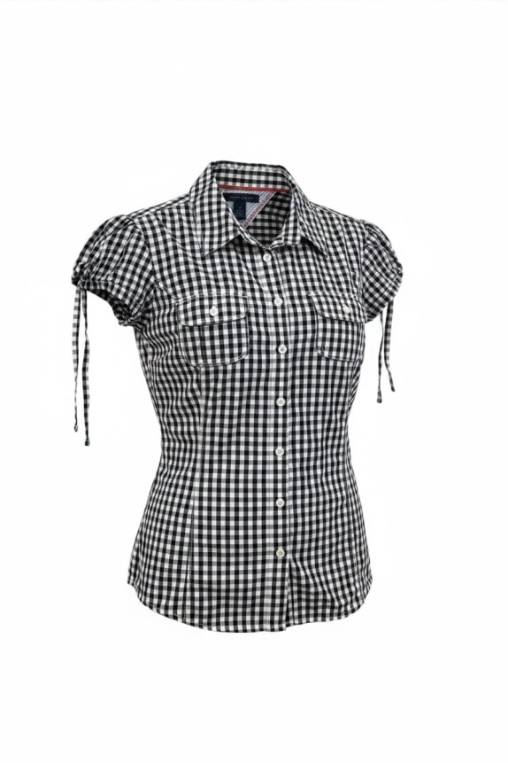 TOMMY HILFIGER Gingham Check Shirt Blue WOMEN'S M