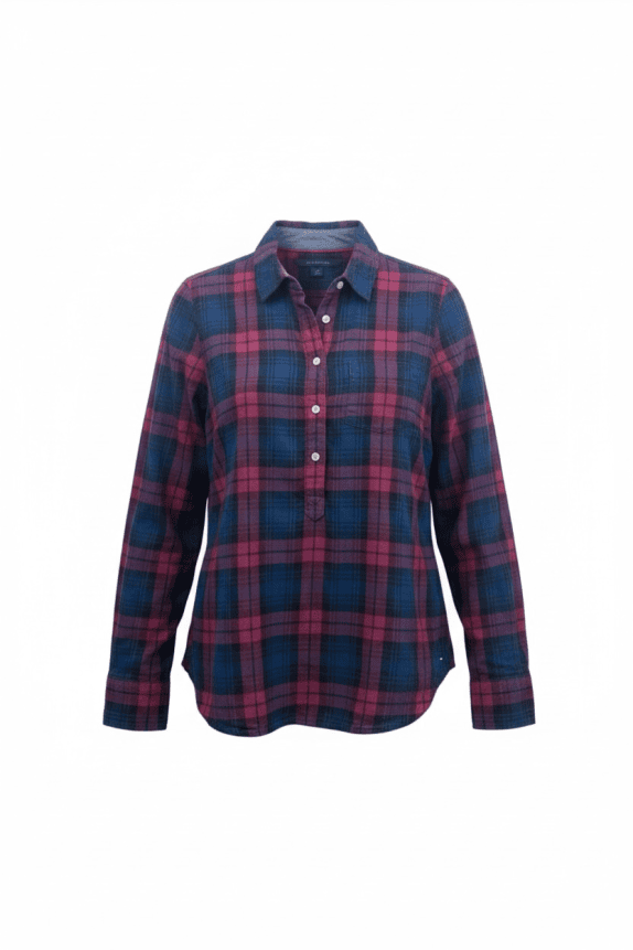 TOMMY HILFIGER Πουκάμισο Καρό Casual Logo Μπλε/Ροζ Ανδρικό M