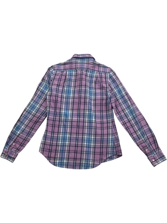 TOMMY HILFIGER Camicia casual a quadri con logo viola-blu da donna S