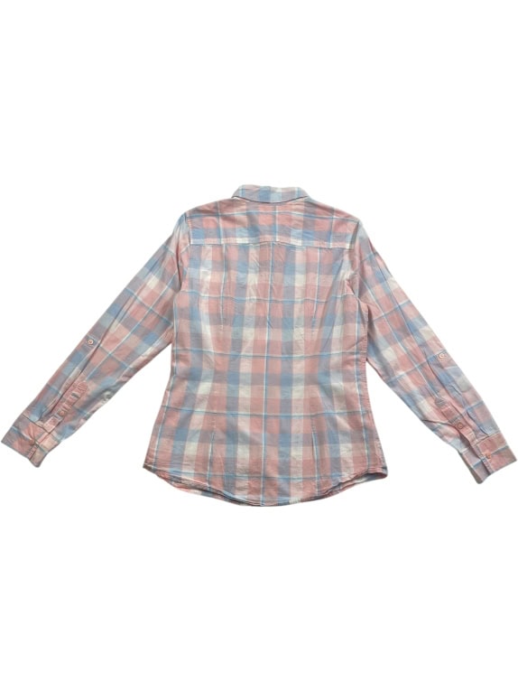 TOMMY HILFIGER Plaid Shirt Classic Logo Pink/Light Blue Women’s M