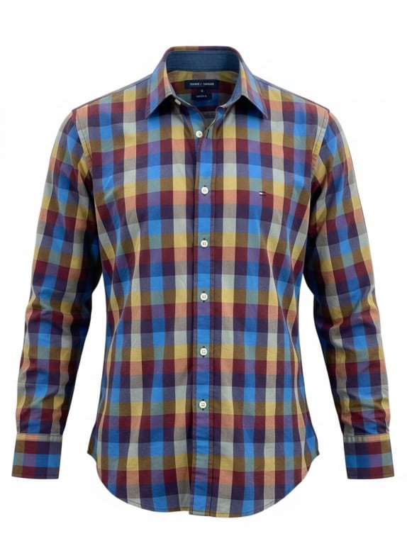 TOMMY HILFIGER Πουκάμισο Καρό Custom Fit Με Κεντημένο Λογότυπο Πολύχρωμο Ανδρικό M