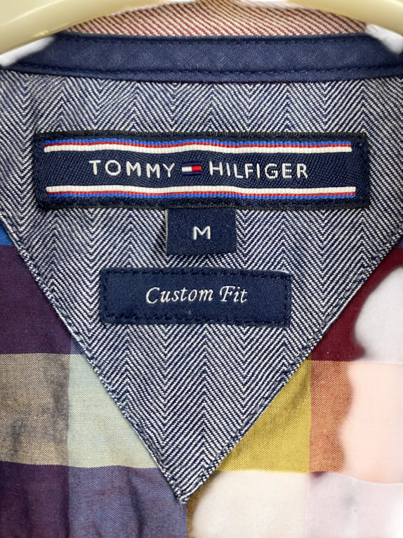 TOMMY HILFIGER Plaid Shirt Custom Fit With Embroidered Logo Multicolor Men's M