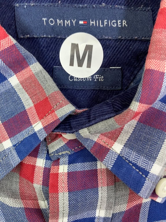 TOMMY HILFIGER Checkered Shirt Logo Multicolor Men's M