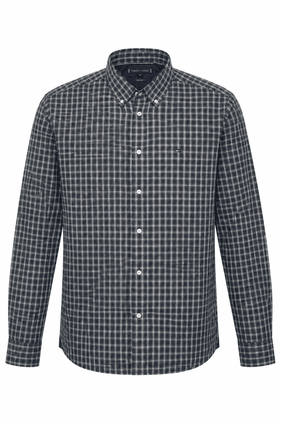TOMMY HILFIGER CHECK SHIRT CLASSIC BLUE MEN PRE OWNED L