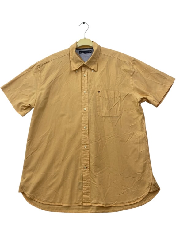 TOMMY HILFIGER SHIRT SHORT SLEEVE VINTAGE OCHRE MENS XL pre-owned