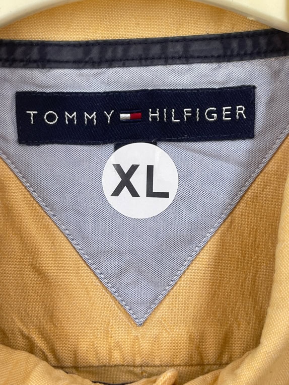 TOMMY HILFIGER SHIRT SHORT SLEEVE VINTAGE OCHRE MENS XL pre-owned