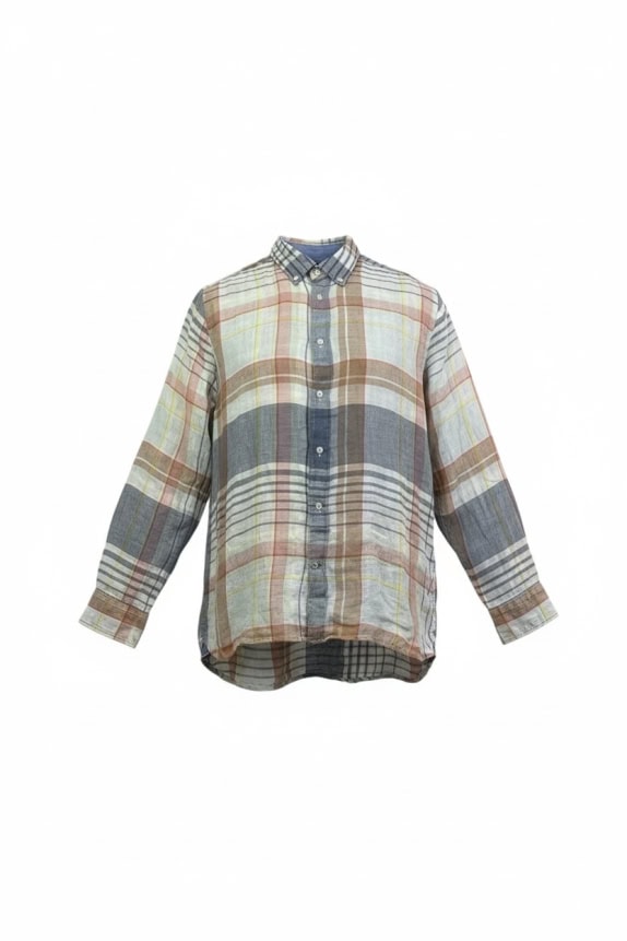 TOMMY HILFIGER ΠΟΥΚΑΜΙΣΟ ΛΙΝΟ REGULAR FIT ΚΑΡΟ ΠΟΛΥΧΡΩΜΟ ΑΝΔΡΙΚΟ XL