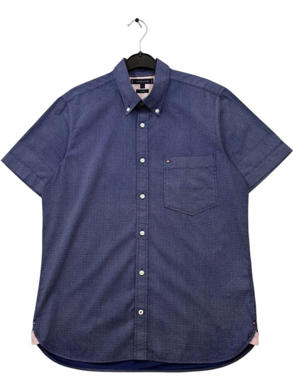 TOMMY HILFIGER SHIRT MINIMAL NAVY MEN PRE OWNED L