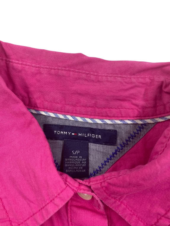 TOMMY HILFIGER Solid Shirt Casual Logo Fuchsia Women’s S