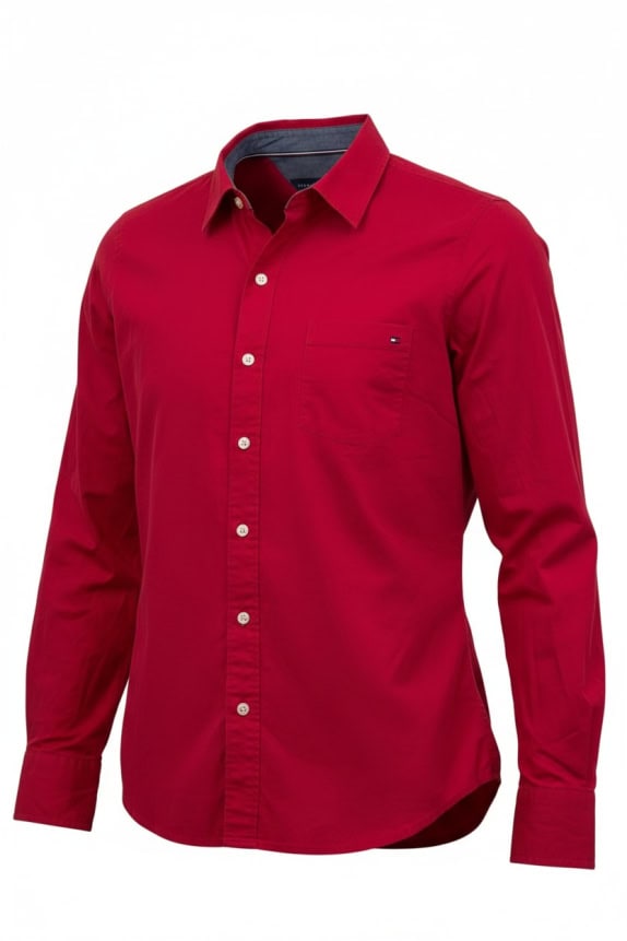 TOMMY HILFIGER ΠΟΥΚΑΜΙΣΟ ΜΟΝΟΧΡΩΜΟ ΚΟΚΚΙΝΟ UNISEX LARGE preowned