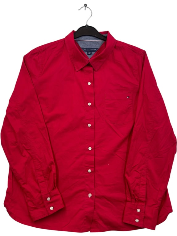 TOMMY HILFIGER CAMICIA TINTA UNITA ROSSA UNISEX LARGE usata