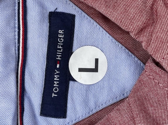 TOMMY HILFIGER SHIRT BURGUNDY MENS PRE OWNED L
