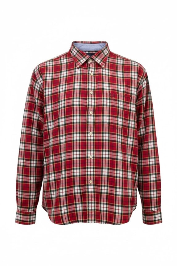 TOMMY HILFIGER ΠΟΥΚΑΜΙΣΟ PLAID ΡΕΤΡΟ ΚΟΚΚΙΝΟ ΑΝΤΡΙΚΟ PRE OWNED XL