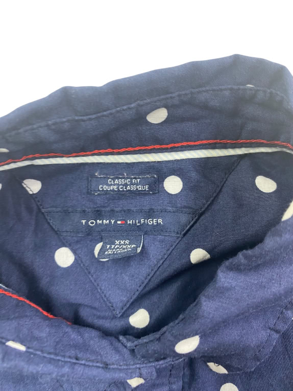 TOMMY HILFIGER Camicia a pois Classic Fit con logo blu da donna XS