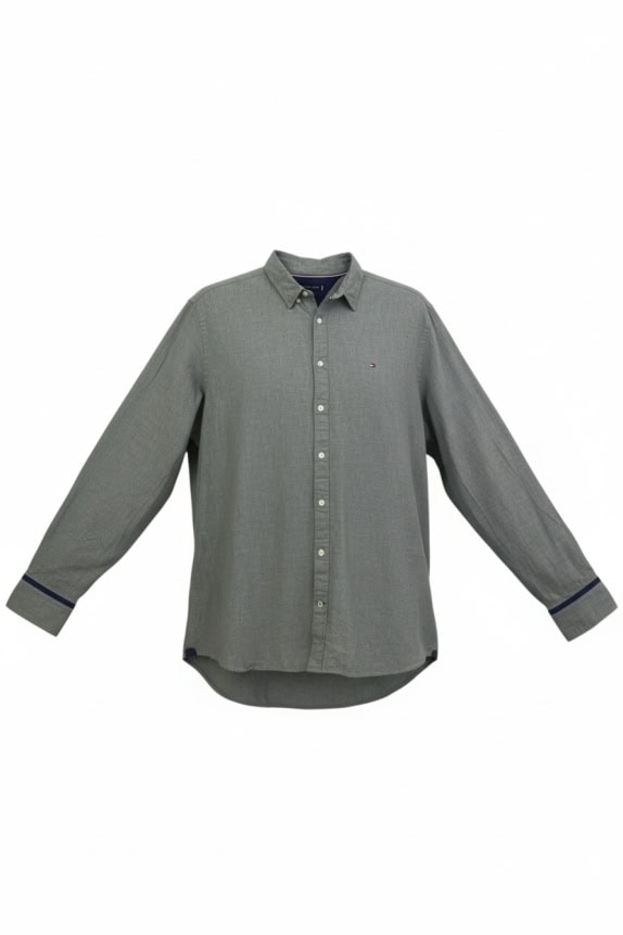 TOMMY HILFIGER ΠΟΥΚΑΜΙΣΟ REGULAR FIT ΛΟΓΟΤΥΠΟ ΓΚΡΙ-ΠΡΑΣΙΝΟ UNISEX XL