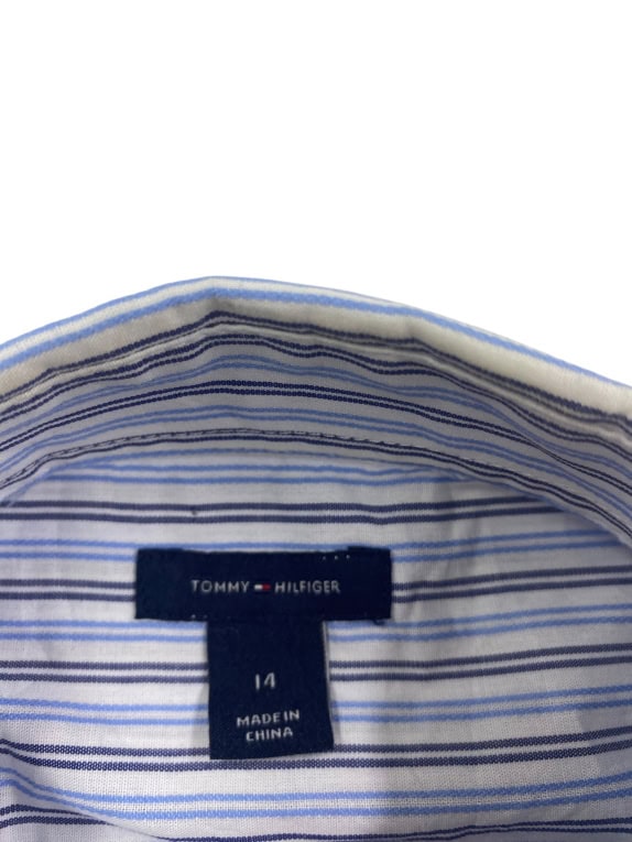 TOMMY HILFIGER Striped Classic Shirt Logo White/Blue Men S