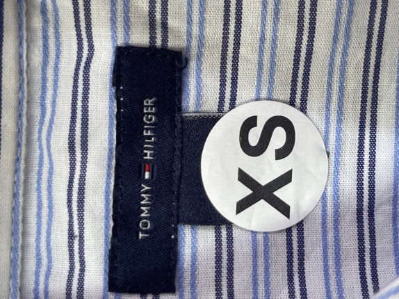 TOMMY HILFIGER STRIPED SHIRT CLASSIC LIGHT BLUE MEN PRE OWNED XS