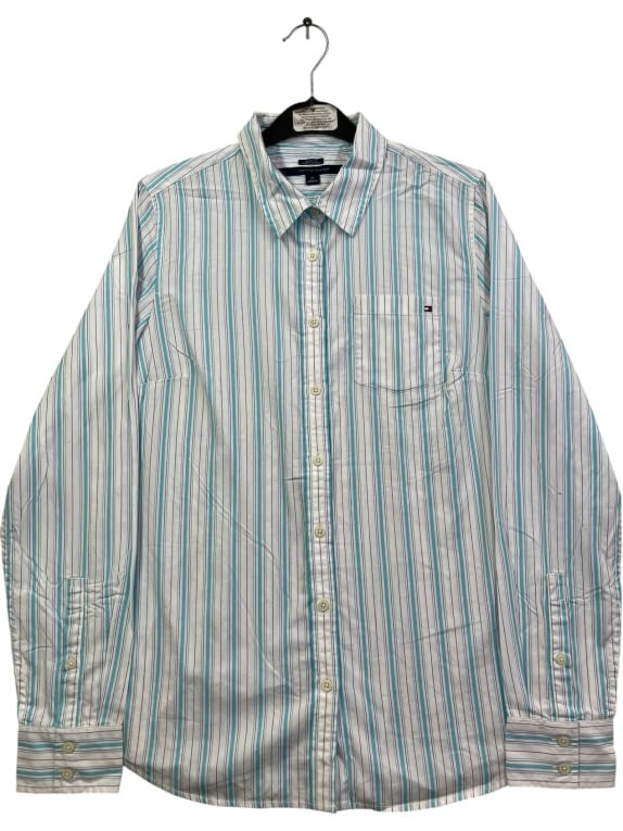 TOMMY HILFIGER ΠΟΥΚΑΜΙΣΟ ΡΙΓΕ ΛΕΥΚΟ ΜΠΛΕ ΓΥΝΑΙΚΕΙΟ M pre-owned