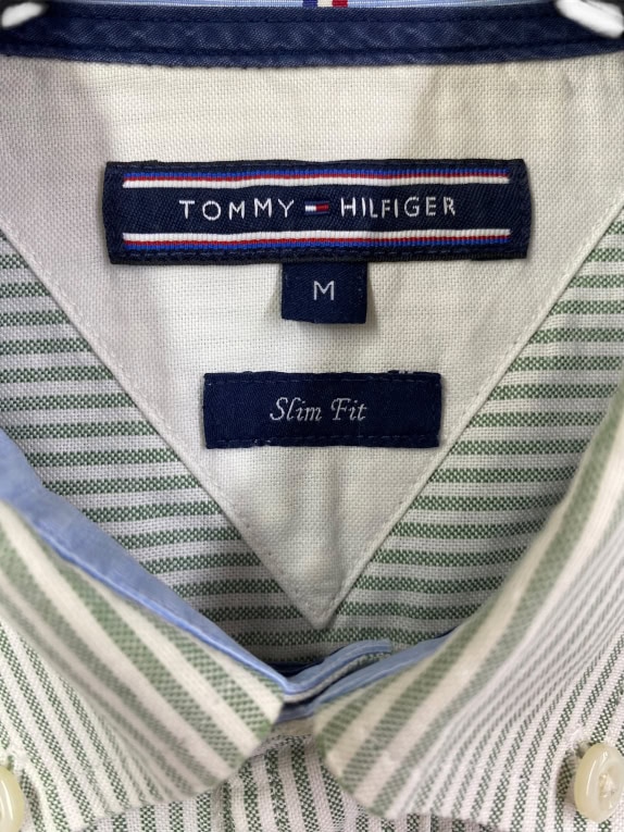 TOMMY HILFIGER Πουκάμισο Ριγέ Logo Πράσινο Ανδρικό M