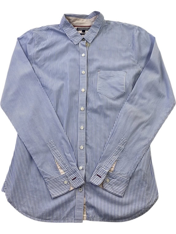 TOMMY HILFIGER CAMICIA RIGATA PREPPY BLU DONNA PRE OWNED S