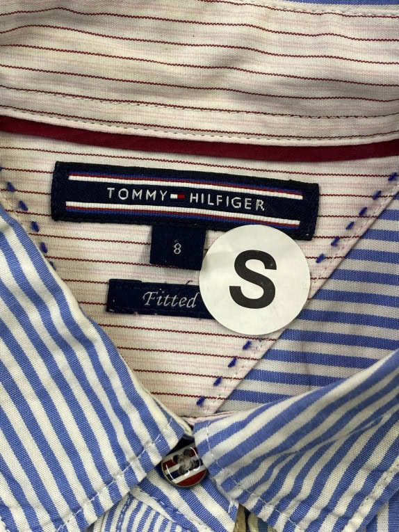 TOMMY HILFIGER CAMICIA RIGATA PREPPY BLU DONNA PRE OWNED S