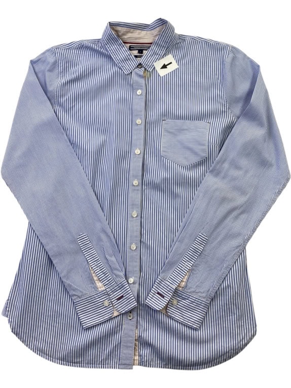 TOMMY HILFIGER CAMICIA RIGATA PREPPY BLU DONNA PRE OWNED S