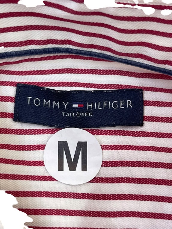 TOMMY HILFIGER STRIPED SHIRT BORDEAUX MEN PRE OWNED M