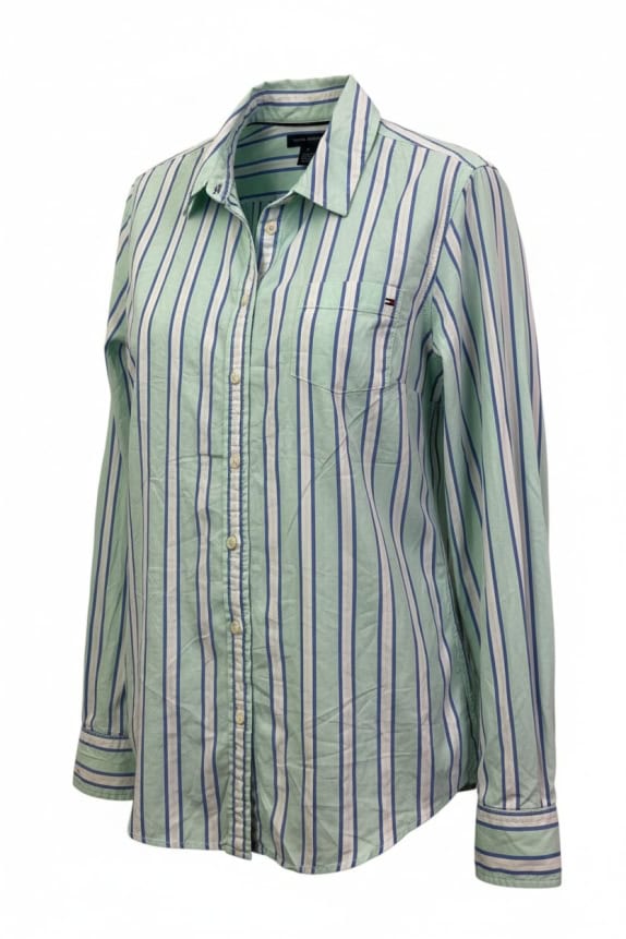 TOMMY HILFIGER ΠΟΥΚΑΜΙΣΟ ΡΙΓΕ ΒΕΡΑΜΑΝ ΜΠΛΕ ΓΥΝΑΙΚΕΙΟ L pre-owned