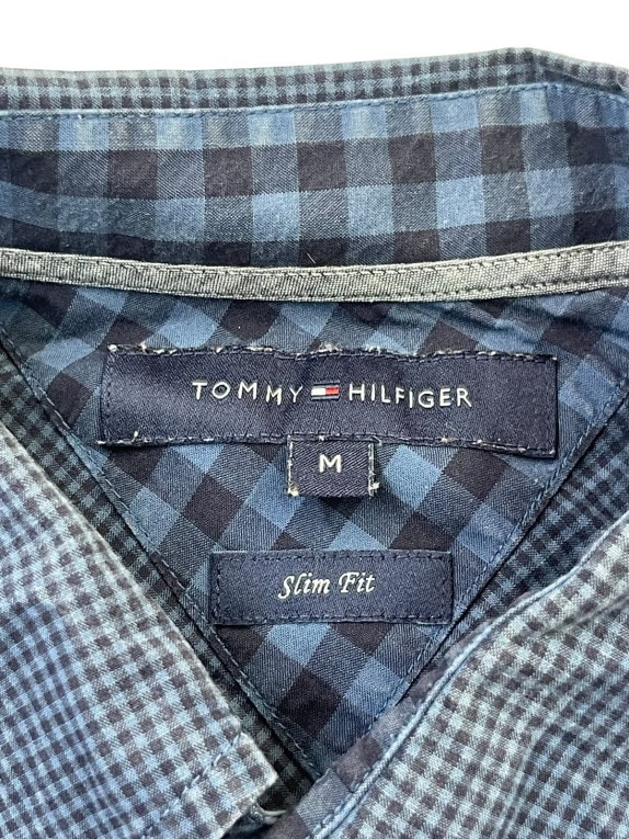 TOMMY HILFIGER CAMICIA SLIM FIT A QUADRETTI BLU UOMO PRE OWNED M