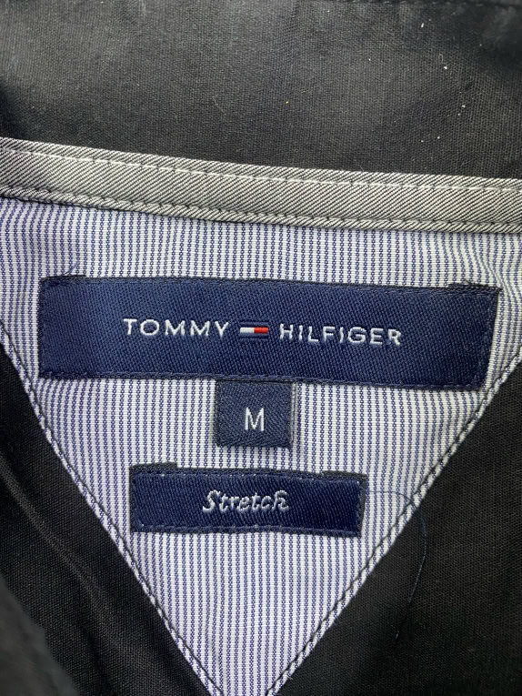 TOMMY HILFIGER CAMICIA STRETCH BUTTON-DOWN CON LOGO NERA UOMO M