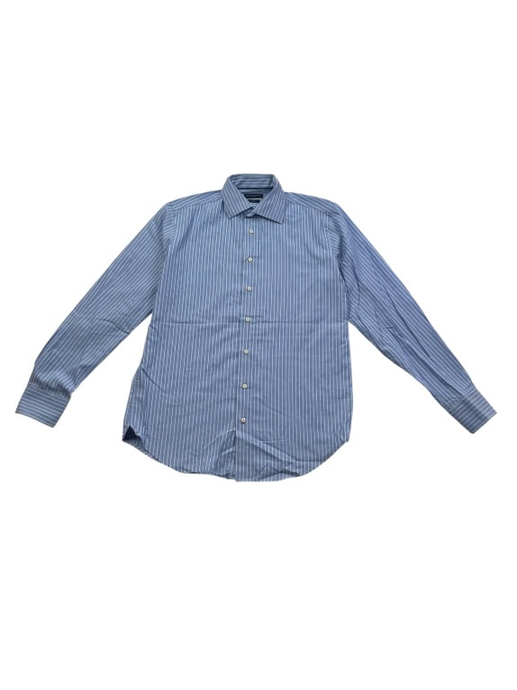 TOMMY HILFIGER ΠΟΥΚΑΜΙΣΟ TAILORED FITTED ΡΙΓΕ ΜΠΛΕ ΑΝΔΡΙΚΟ L