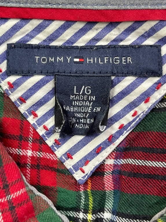 TOMMY HILFIGER Camicia Tartan Check Logo Multicolore UNISEX L