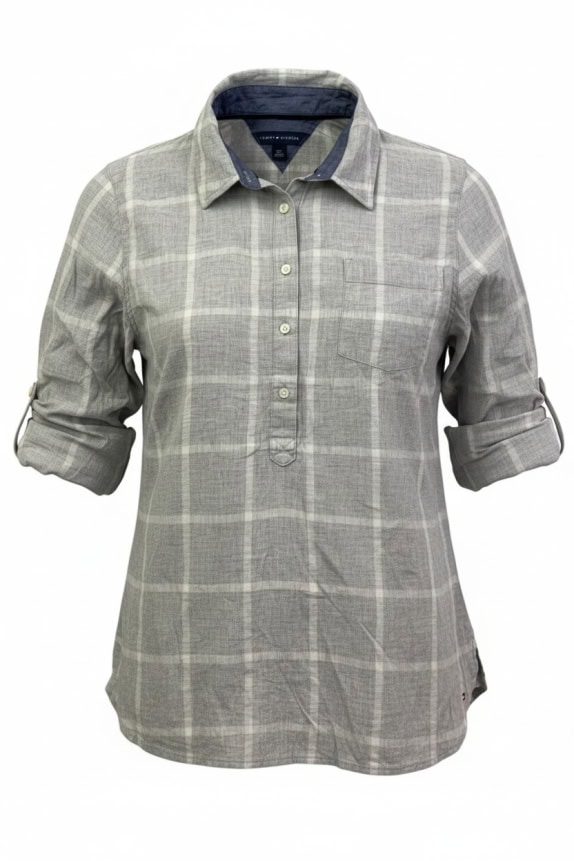 TOMMY HILFIGER ΠΟΥΚΑΜΙΣΟ VINTAGE ΓΚΡΙ ΓΥΝΑΙΚΕΙΟ L pre-owned