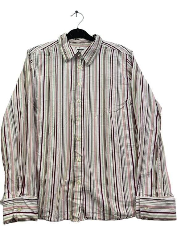 TOMMY HILFIGER SHIRT VINTAGE MULTICOLOR STRIPED WOMEN L pre-owned