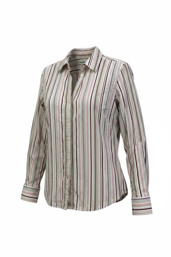 TOMMY HILFIGER SHIRT VINTAGE MULTICOLOR STRIPED WOMEN L pre-owned
