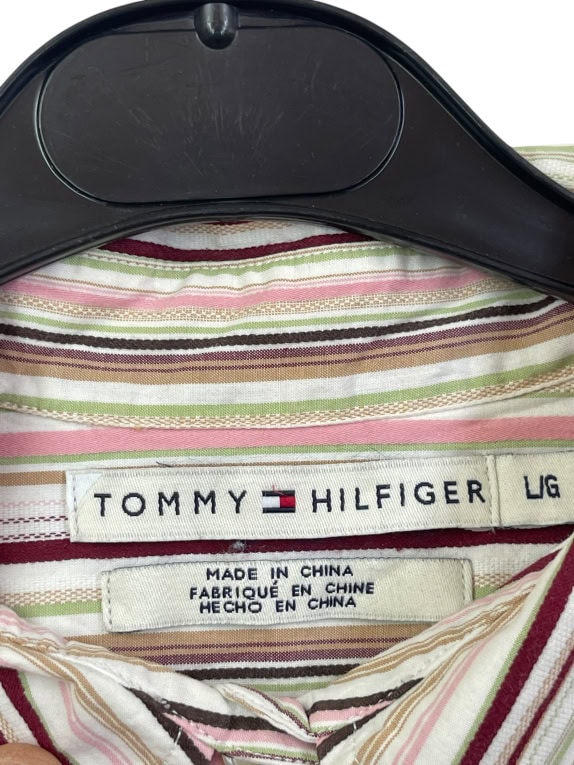 TOMMY HILFIGER SHIRT VINTAGE MULTICOLOR STRIPED WOMEN L pre-owned